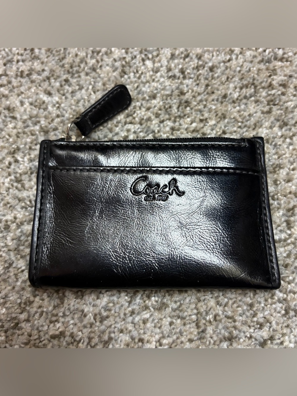 Coach Black Leather Zip Card Wallet